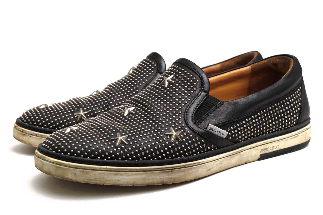 Jimmy Choo ローカットスニーカー ジミーチュウ 141 GROVE グローブ 牛革 カーフ スタースタッズ スリッポン 【中古】