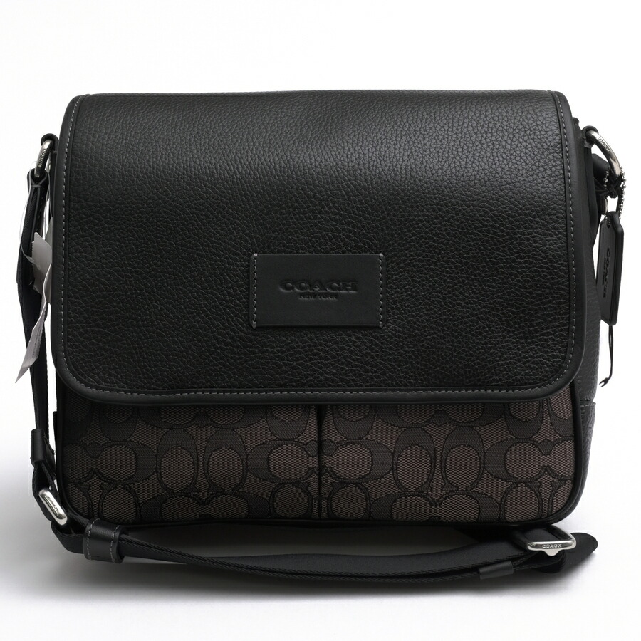 COACH ショルダーバッグ コーチ CE534 Sprint Map Bag 25 In Signature Jacquard スプリント マップバッグ 25 シグネチャージャカード リファインドペブルレザー 牛革 フラップ式 メッセンジャーバッグ 【中古】|ブランディング