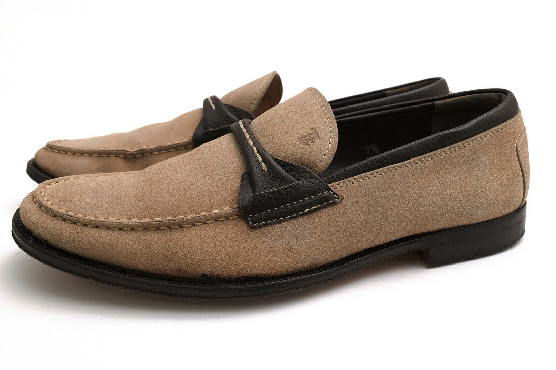 TOD'S ビットローファー トッズ カウスエード 牛革 スリッポン レザーソール 【中古】｜ブランディング