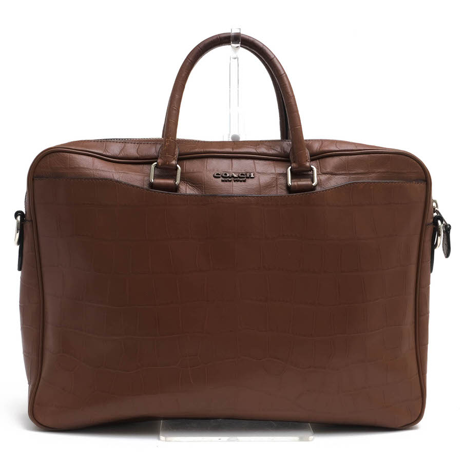 COACH ビジネスバッグ コーチ 72980 Beckett Slim Brief ベケット スリムブリーフ 牛革 クロコ型押し 【中古】