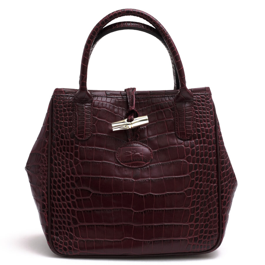 Longchamp トートバッグ ロンシャン ROSEAU CRC ロゾ クロコ 牛皮 牛皮  定番 クロコ型押し 【中古】