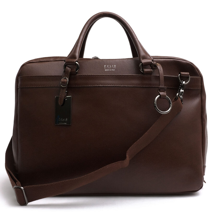 F.CLIO ビジネスバッグ エフクリオ 97122 CALANDO Brief カランド ソフトエンボスレザー パルメラート 牛革 ダブルファスナー開閉 2WAY ショルダーバッグ 【中古】|ブランディング
