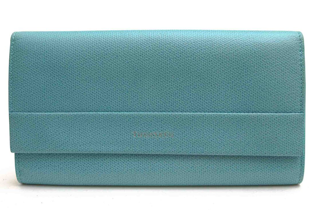 Tiffany 長財布 ティファニー コンチネンタル フラップウォレット ティファニーブルー テクスチャードレザー 牛革 小銭入れあり 二つ折り 【中古】|ブランディング