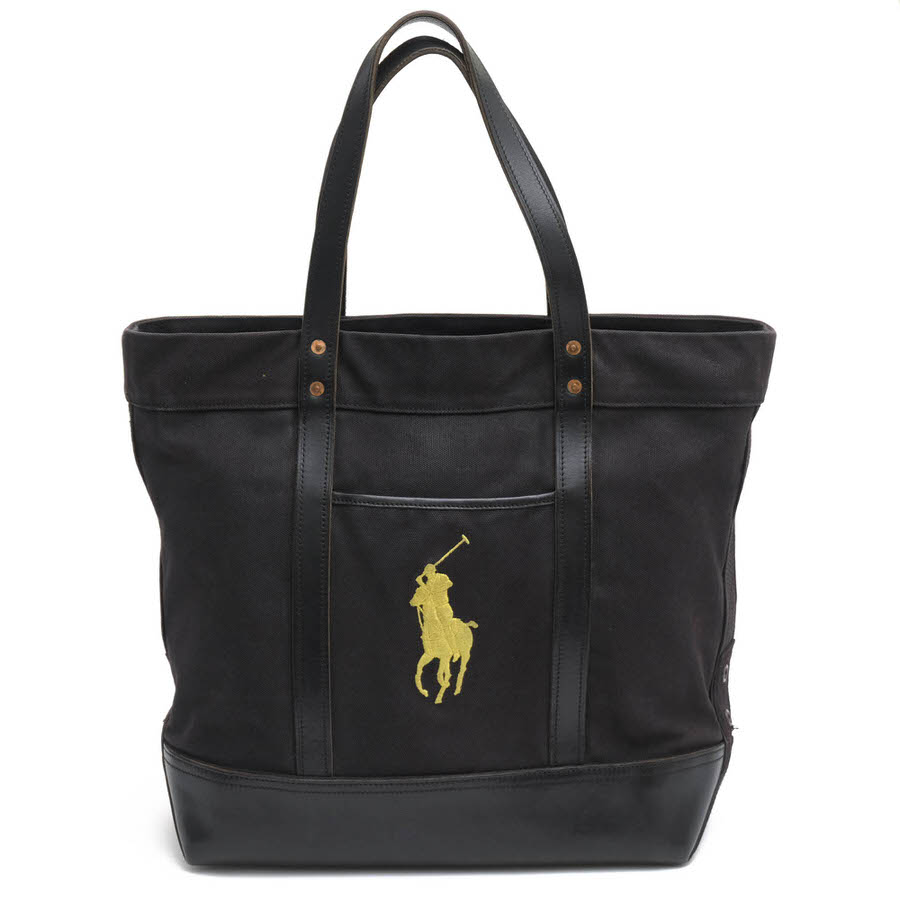POLO RALPH LAUREN トートバッグ ポロ ラルフローレン 4055129 36007 Elevated Big Pony Zip Tote 綿織物帆布 牛皮 ビッグポニー 肩かけ 一ショルダーバッグ ヴィンテージ製作 ユニ一発やる 男女兼用 【中古】
