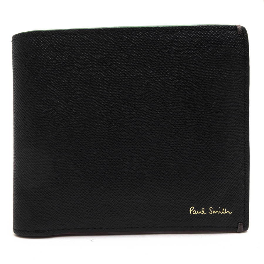 Paul Smith 財布 ポールスミス 843421 P594 BPS594 カラードエッジ グレイン型押し牛革 ストライプ 小銭入れあり 二つ折り 【中古】