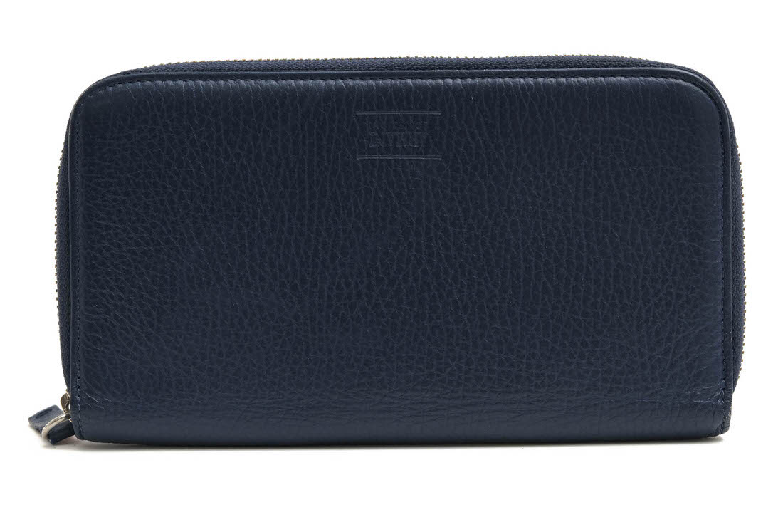 ARMANI COLLEZIONI 長財布 アルマーニ コレッツォーニ Y5R000 YAF9X PORTAFOGLIO VITELLO ST. CERVO 牛革 カーフ 小銭入れあり シボ革 シュリンクレザー ラウンドジップ ラウンドファスナー 【中古】