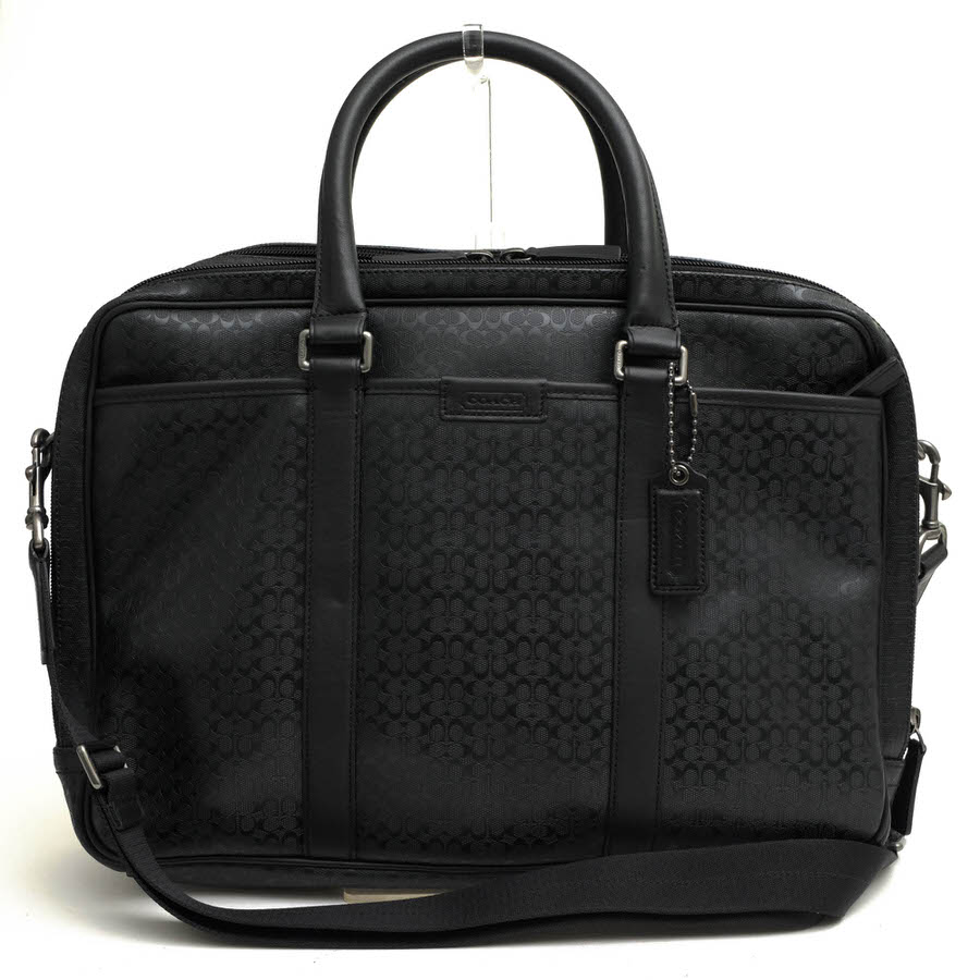 COACH ビジネスバッグ コーチ F70766 Heritage Signature Embossed Pvc Commuter ヘリテージ シグネチャー コミューター PVCコーティングキャンバス ミニシグネチャー柄 2WAY ショルダーバッグ 【中古】｜ブランディング