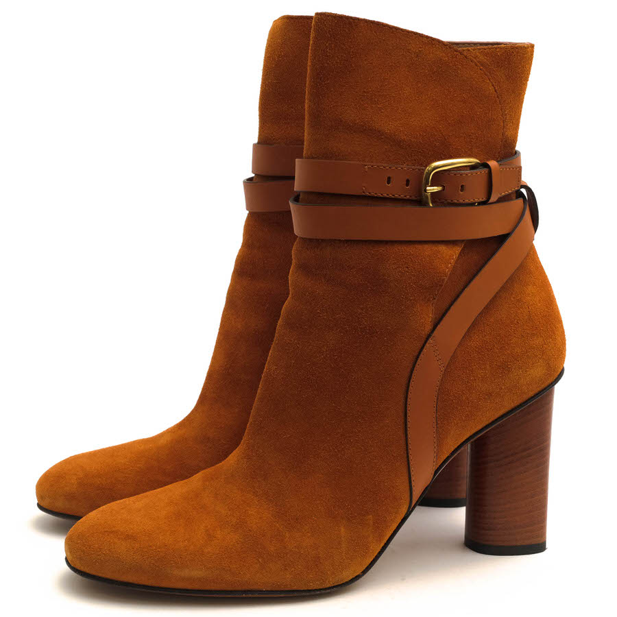 5764. GUCCI シンプル ミドル丈 ベルト付き レザーブーツ 210.jpg