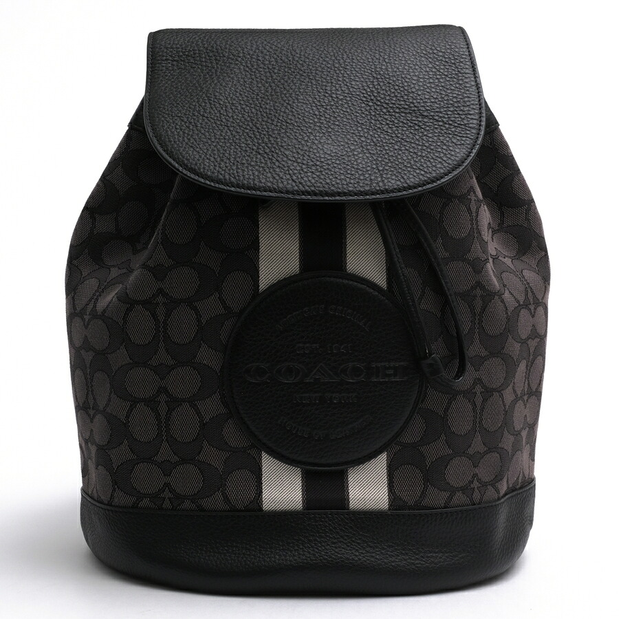 COACH リュック コーチ CE601 Dempsey Drawstring Backpack In Signature Jacquard With Coach Patch And Stripe シグネチャージャカード 牛革 ペブルレザー ストライプ デイパック 【中古】｜ブランディング