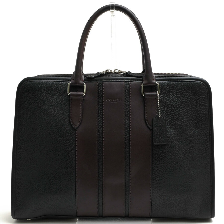COACH ビジネスバッグ コーチ F72308 Bond Brief ボンド ブリーフ ペブルレザー 牛革 ストライプ シボ革 シュリンクレザー ノートPC収納可 【中古】|ブランディング