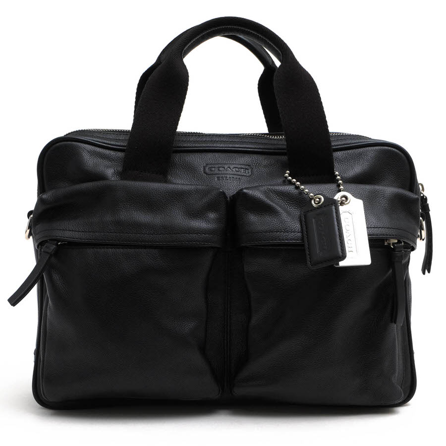 COACH ビジネスバッグ コーチ 70859 Thompson Slim Leather Commuter トンプソン レザー スリム コミューター X スパイロレザー 牛革 シボ革 シュリンクレザー 【中古】 27,101円