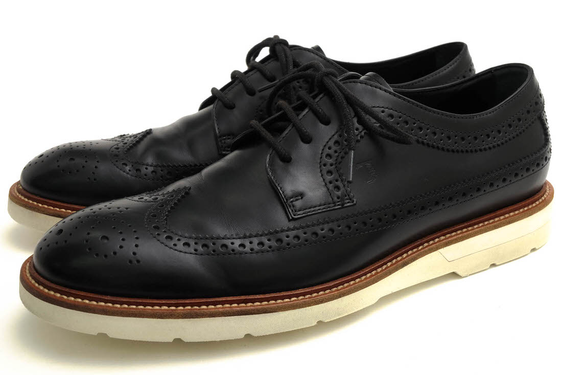 TOD'S ビジネスシューズ トッズ 牛革 カーフ ラバーソール ロングウイングチップ 【中古】