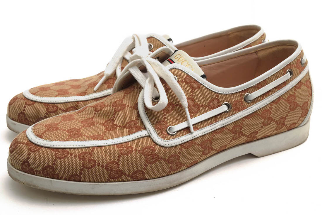GUCCI デッキシューズ グッチ 547641 MOCCASIN FABRIC T.ORIGINAL GG/MIRO SOFT インターロッキングGG スリッポン 【中古】