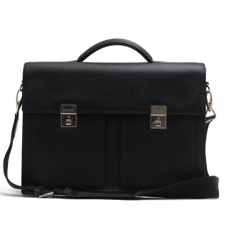 GOLD PFEIL ビジネスバッグ ゴールドファイル ペブルドレザー 牛革 2WAY ショルダーバッグ シボ革 シュリンクレザー 【中古】｜ブランディング