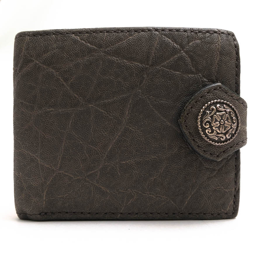 FUNNY 財布 ファニー COIN HEAD BILLFOLD NORMAL FLAP ELEPHANT-5&cent; コインヘッドビルフォード ノーマルフラップ エレファント 象革 コンチョ 小銭入れあり 二つ折り 【中古】｜ブランディング