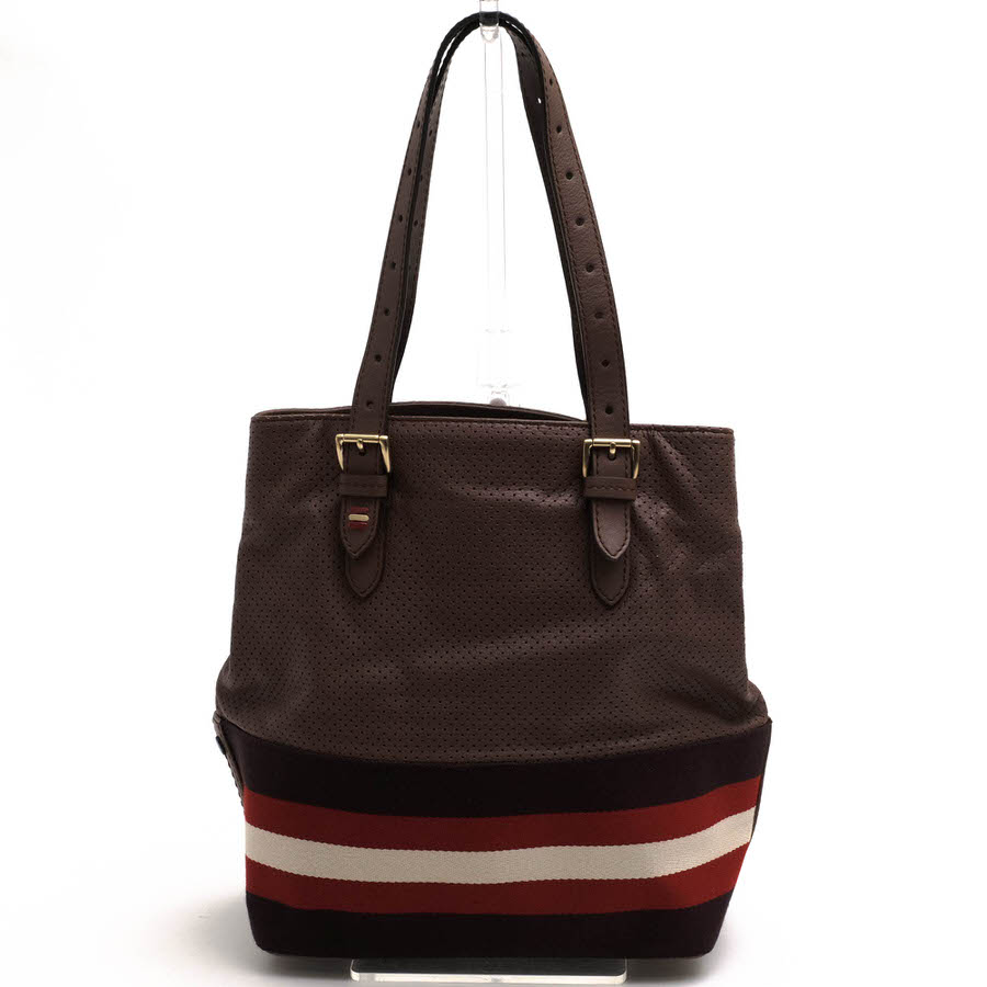 BALLY トートバッグ バリー UDINE-SM パンチングレザー 牛革 バリーストライプ 肩掛け ワンショルダーバッグ 【中古】 28,262円