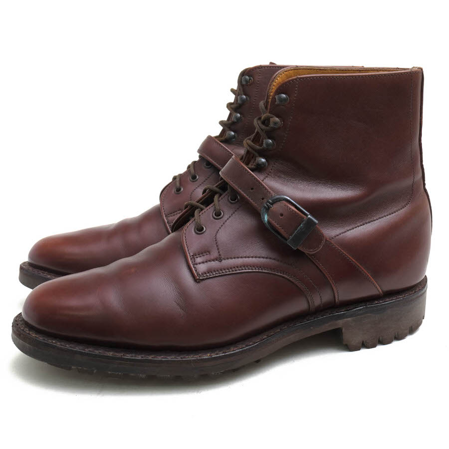 Lloyd Footwear レースアップブーツ ロイドフットウェア T15021 バーガンディー 牛革 ベルトストラップ グッドイヤーウェルト製法 【中古】｜ブランディング