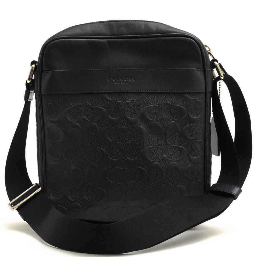 COACH ショルダーバッグ コーチ F11741 Charles Flight Bag In Signature Crossgrain Leather チャールズ フライトバッグ クロスグレインレザー 牛革 シグネチャー柄 ボディバッグ 【中古】
