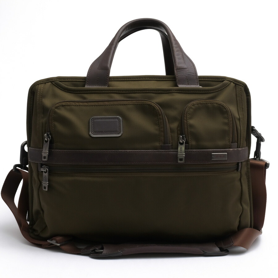 TUMI ビジネスバッグ トゥミ 26141DL2 ALPHA 2 Expandable Organizer Compute アルファ エクスパンダブル・オーガナイザー・コンピューター・ブリーフ FXTバリスティックナイロン ナパレザー 牛革 2WAY ショルダーバッグ 定番 【中古】|ブランディング