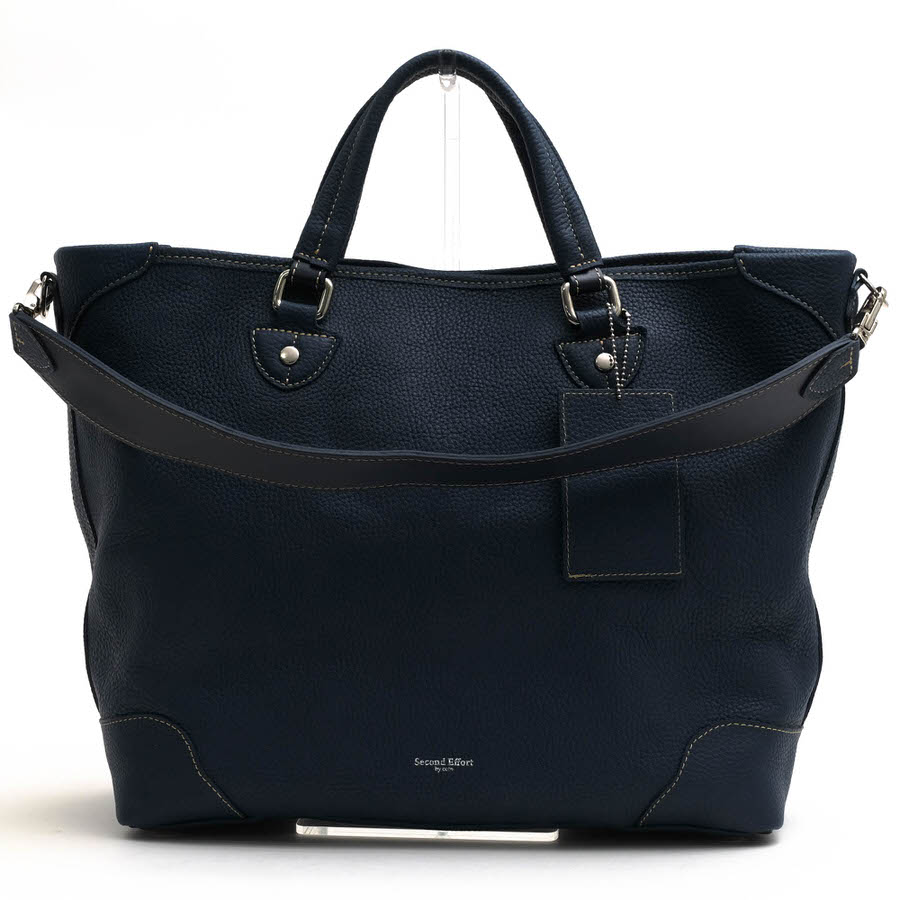 Second Effort トートバッグ セカンドエフォート 029619 牛革 2WAY ショルダーバッグ シボ革 シュリンクレザー 【中古】|ブランディング
