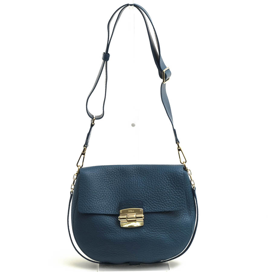 FURLA ショルダーバッグ フルラ CLUB クラブS 牛革 シボ革 シュリンクレザー 2WAY ショルダーバッグ 【中古】