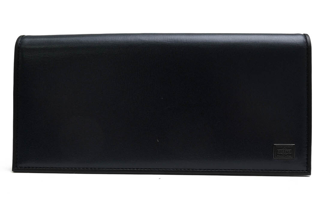 PORTER 長紙入れ ボーイ 吉田嚢 179-03870 PLUME LONG WALLET プリュム ズボン下鞣し 牛皮 キップ  二つ折り 御釣り入れあり 【中古】