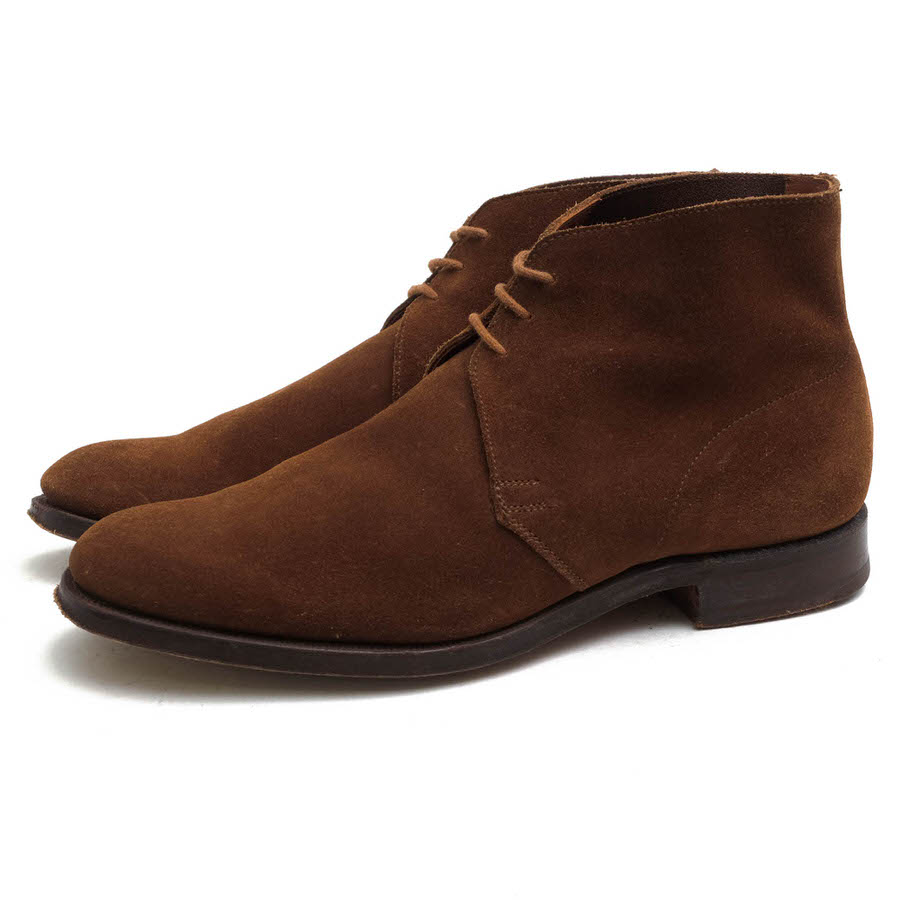 CROCKETT＆JONES チャッカブーツ クロ毛布＆ジョーンズ CHUKKA チャッカ 牛皮  プレーントゥ グッドイヤーウェルト処方箋 レザーソール 【中古】