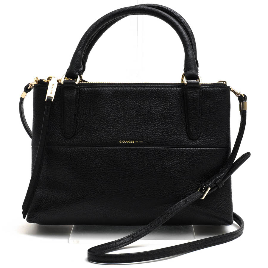 COACH ハンドバッグ コーチ 28163 The Mini Borough Bag In Pebble Leather ミニ ボロー ペブルドレザー 牛革 2WAY ショルダーバッグ シボ革 シュリンクレザー 【中古】｜ブランディング