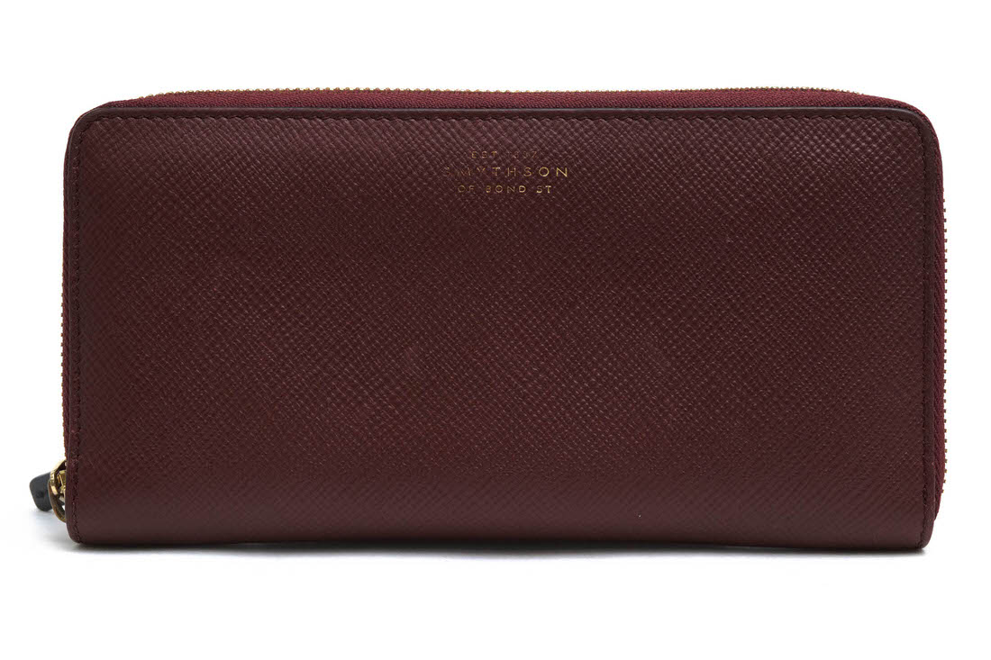 SMYTHSON 長財布 スマイソン Panama ZIP AROUND PURSE パナマ クロスグレインレザー 牛革 小銭入れあり ユニセックス 男女兼用 ラウンドジップ ラウンドファスナー 【中古】