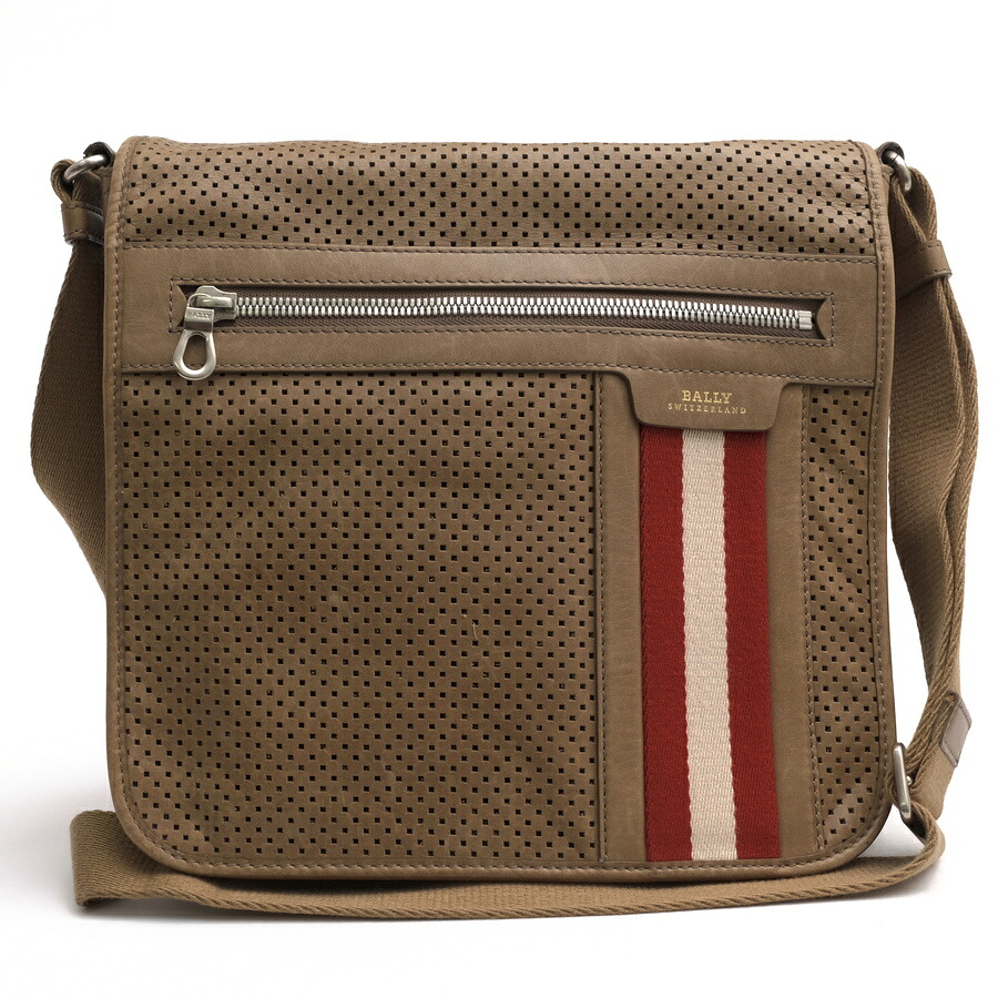 BALLY ショルダーバッグ バリー OSLO-SM イタリアンカーフ 牛革 パンチングレザー トレインスポッティングストライプ メッセンジャーバッグ 【中古】|ブランディング