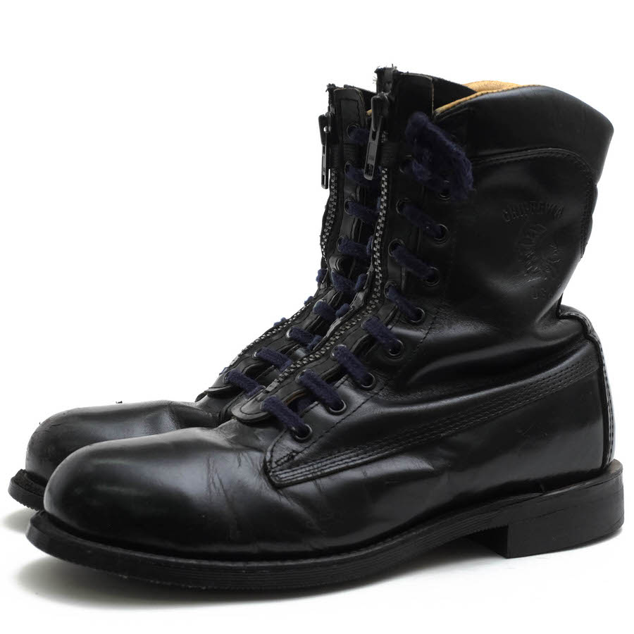 CHIPPEWA ワークブーツ チペワ 20242 9inch FIREMAN BOOTS BLACK Melo-Veal 牛革 ファイヤーマンブーツ Vibramソール リブ 【中古】画像