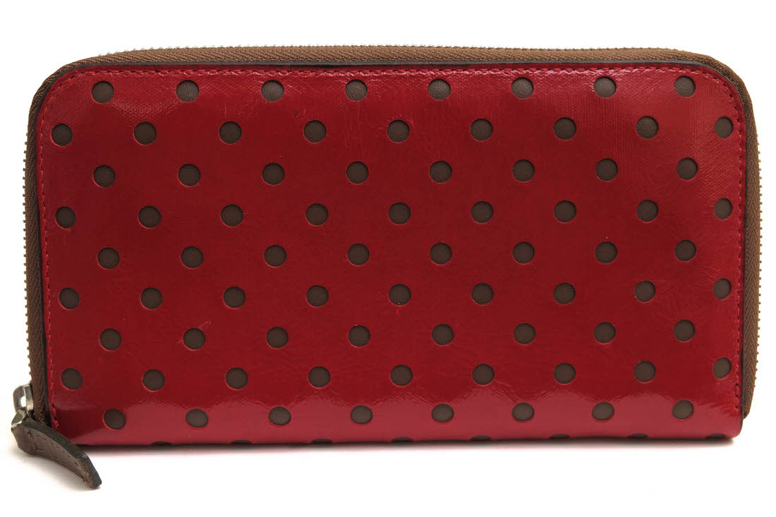 MARNI 長財布 マルニ 牛革 ドット柄パンチングレザー 小銭入れあり ラウンドジップ ラウンドファスナー 【中古】
