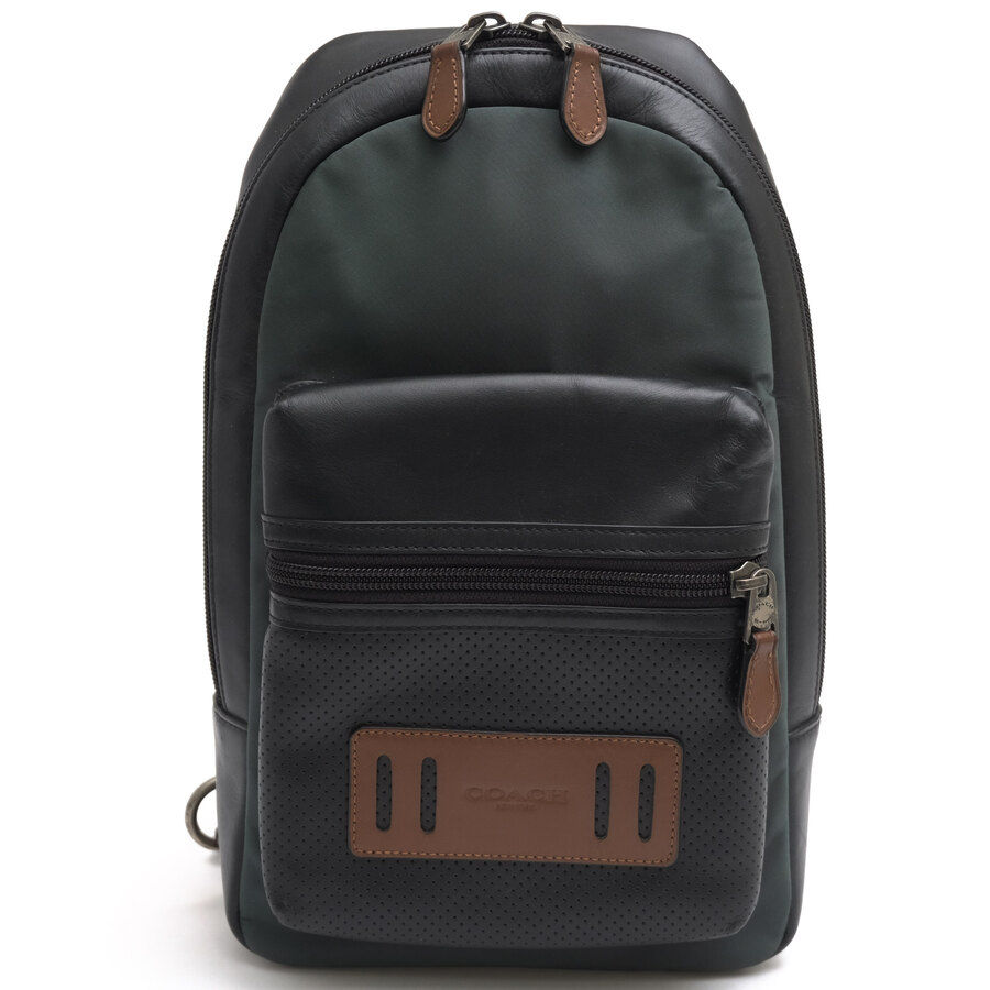 COACH ショルダーバッグ コーチ F56877 TERRAIN PACK IN PERFORATED MIXED MATERIALS パフォレイテッドテレイン ミックスド マテリアル スポーツカーフ 牛革 パンチング加工 ボディバッグ 【中古】｜ブランディング