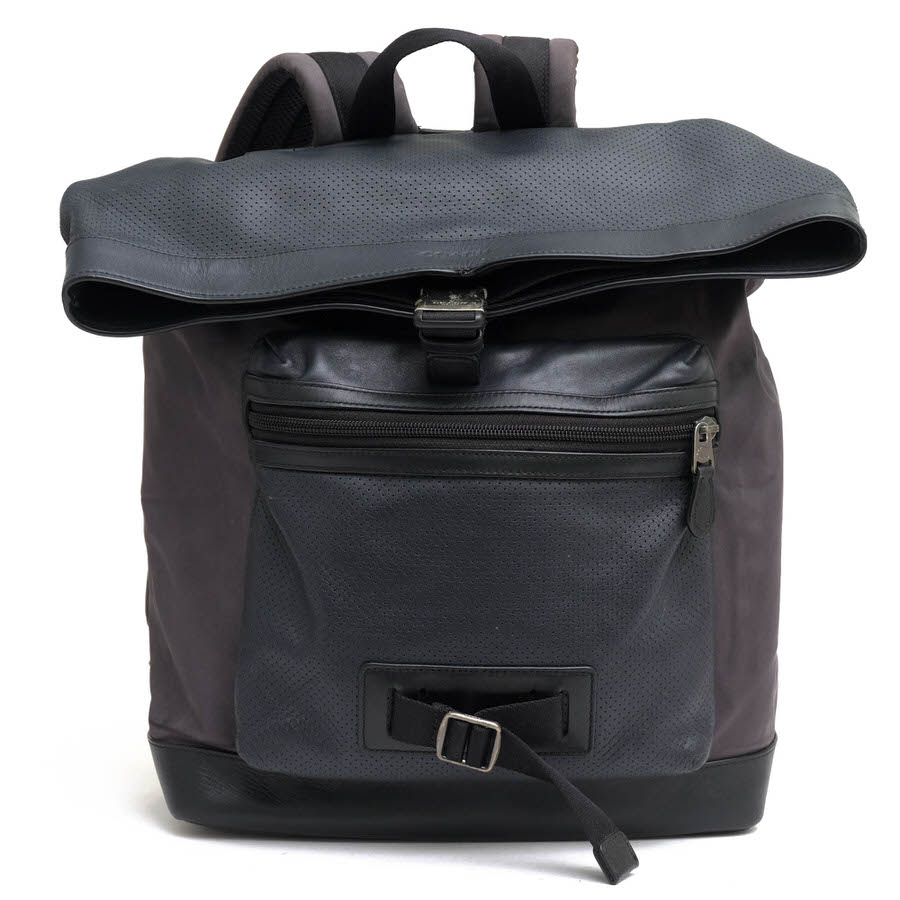 COACH リュック コーチ F56662 TERRAIN EXPLORER PACK IN PERFORATED MIXED MATERIALS テレイン エクスプローラー パンチング 牛革 B4サイズ収納可 ノートPC収納可 【中古】|ブランディング