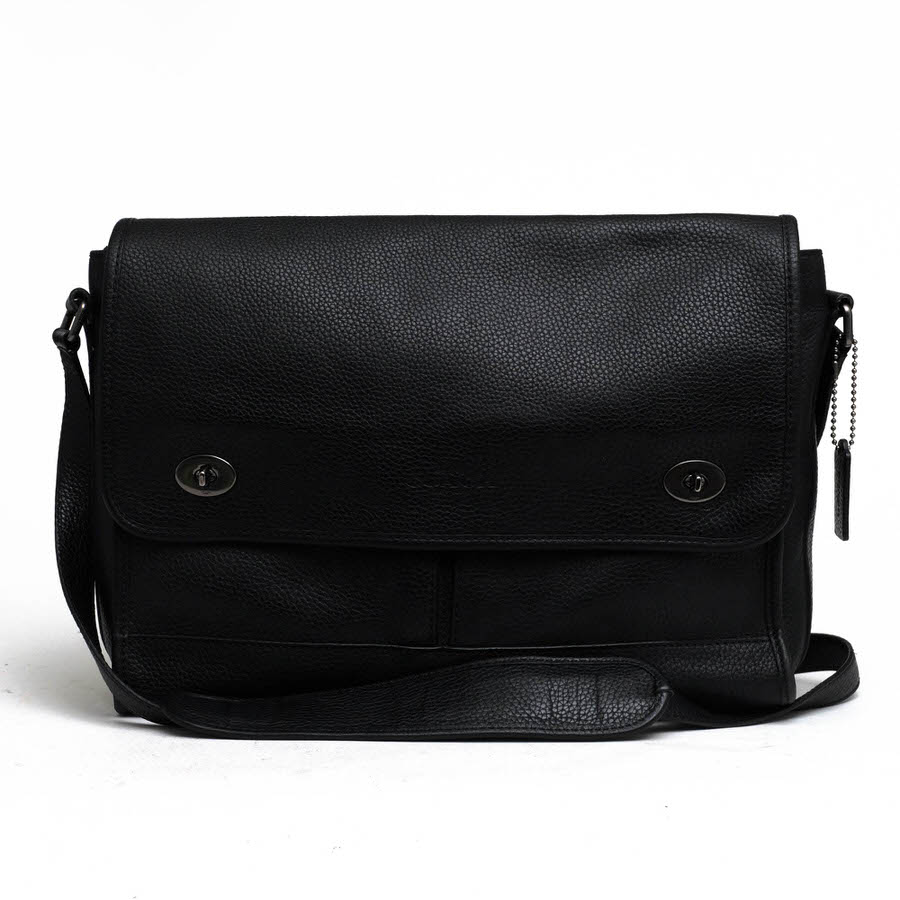 COACH ショルダーバッグ コーチ 71509 Prescott Messenger Briefcase プリスコット メッセンジャー ペブルドレザー 牛革 フラップ式 メッセンジャーバッグ シボ革 シュリンクレザー 【中古】|ブランディング