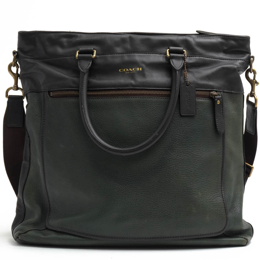 COACH トートバッグ コーチ職 F71337 ESSEX LEATHER HELMET BAG エセックス 牛皮 子ウシ 安全帽御徒面子 2WAY ショルダーバッグ シボ革 シュリンクレザー バイ色つや 【中古】