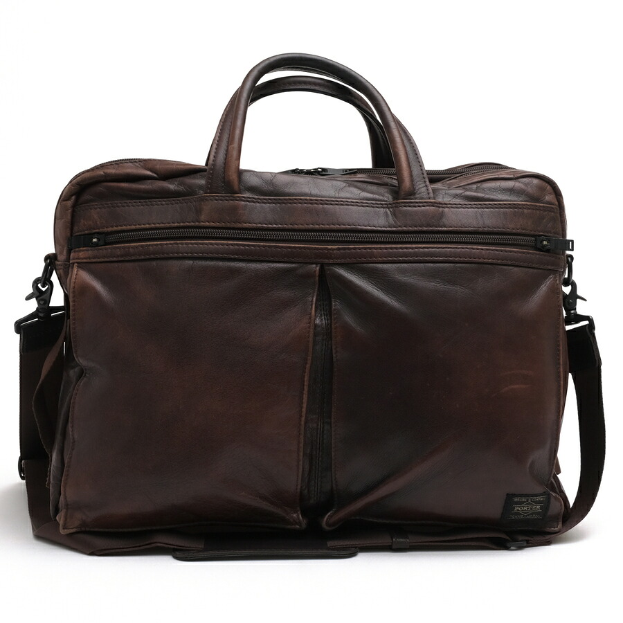 PORTER ビジネスバッグ ポーター 吉田カバン 022-03783 AMAZE BRIEFCASE アメイズ 牛ステア クローム鞣し 3WAY リュック ショルダーバッグ ノートPC収納可 【中古】|ブランディング