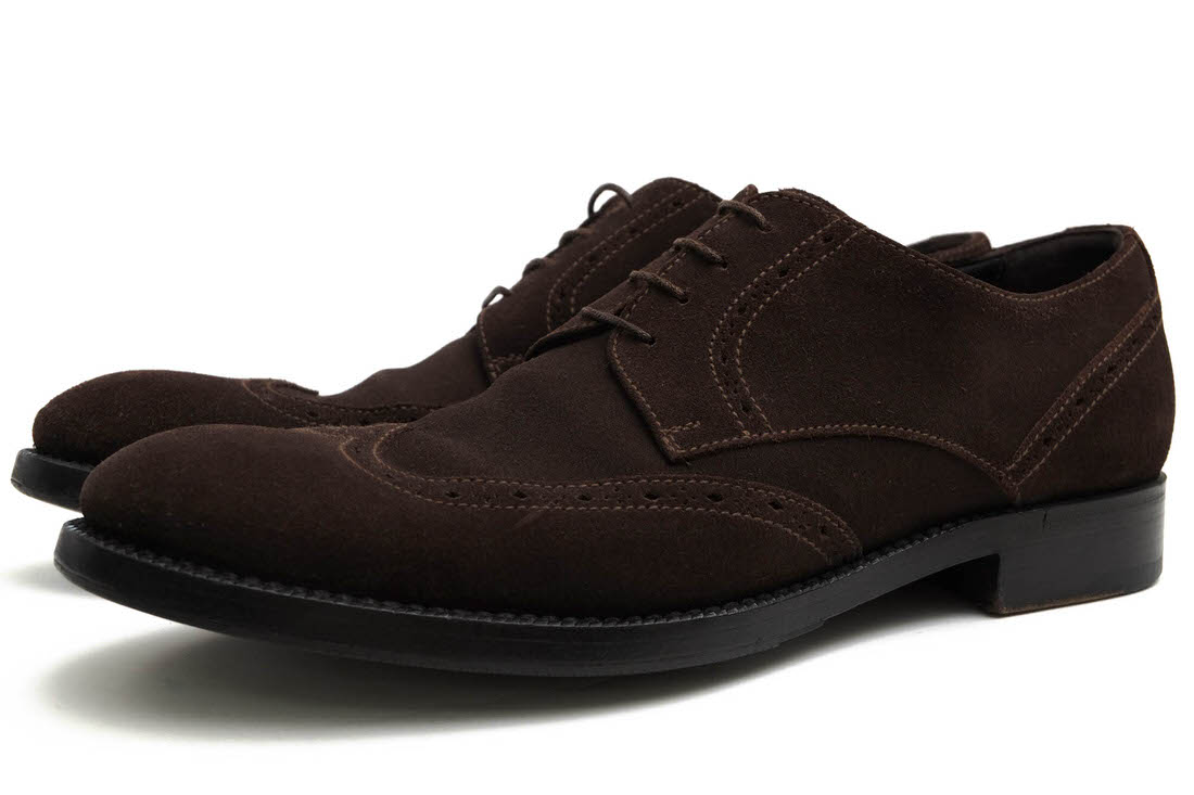 Ermenegildo Zegna ビジネスシューズ ゼニア A1615 CA05 牛革 カーフ ブラックラピド製法 ウイングチップ 【中古】