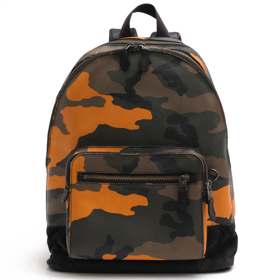 COACH 背嚢 コーチ職 F28310 West Backpack With Camo Print 牛皮  万覚え帳マイコン納める可 変装・化けの皮柄 【中古】 バックパック・リュック-バッグ・小物・ブランド雑貨