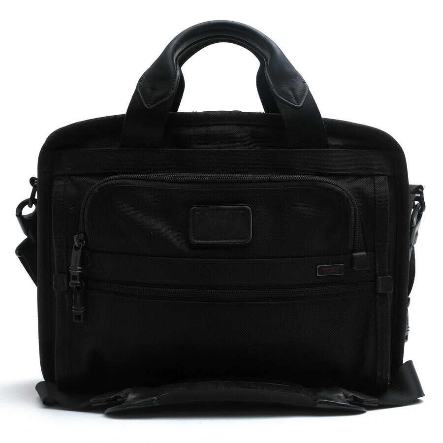 TUMI ビジネスバッグ トゥミ 26521DH ALPHA T-PASS SERVIETTE POLTE スモール スクリーン エクスパンダブル ラップトップ バリスティックナイロン ナパレザー 牛革 2WAY ショルダーバッグ ノートPC収納可 【中古】|ブランディング