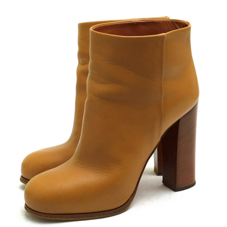 CELINE ショートブーツ セリーヌ 314863CIBD.04FG ANKLE BOOT 105 牛革 カーフ チャンキーヒール プレーントゥ 【中古】
