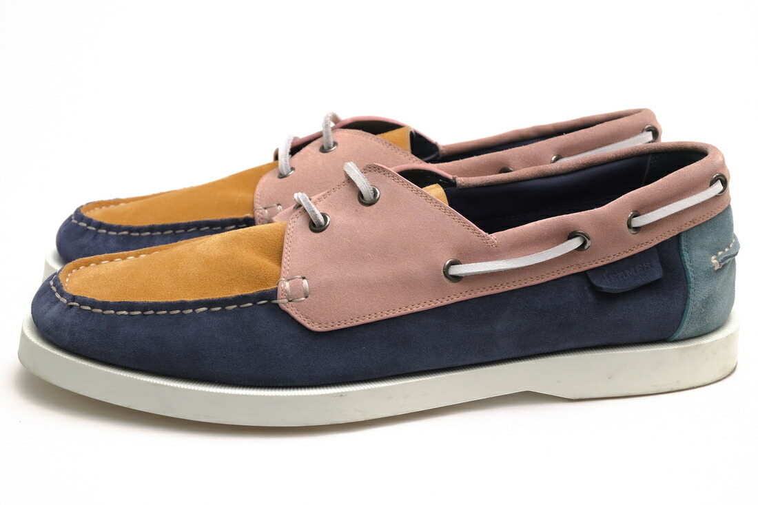 HERMES 甲板シューズ エルメス H221808ZAQ8445 Ecoutille Loafer Multicolore カーフレザー 牛皮  モカシン 【中古】