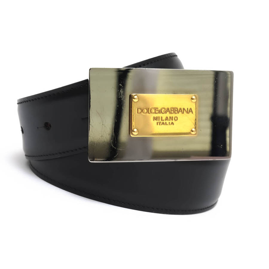 DOLCE＆GABBANA 胴締め 弗ガバ BC2648 牛皮 子ウシ ロゴタイプ一皿  【中古】