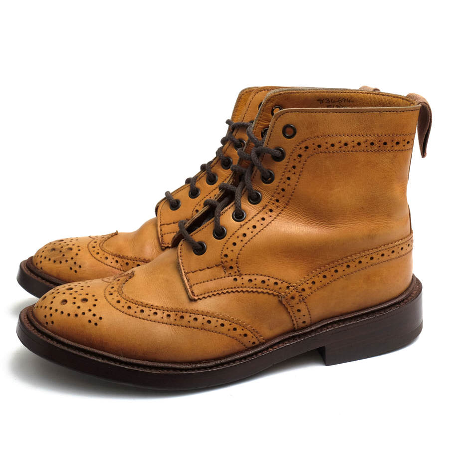 Tricker\u0027s レースアップブーツ トリッカーズ L5180 MALTON ショッピングセンター英トン Brogue Boots 子ウシ 牛皮 ダブルソール カントリーブーツ 舞台の袖手当て グッドイヤーウェルト作り方 【中古】