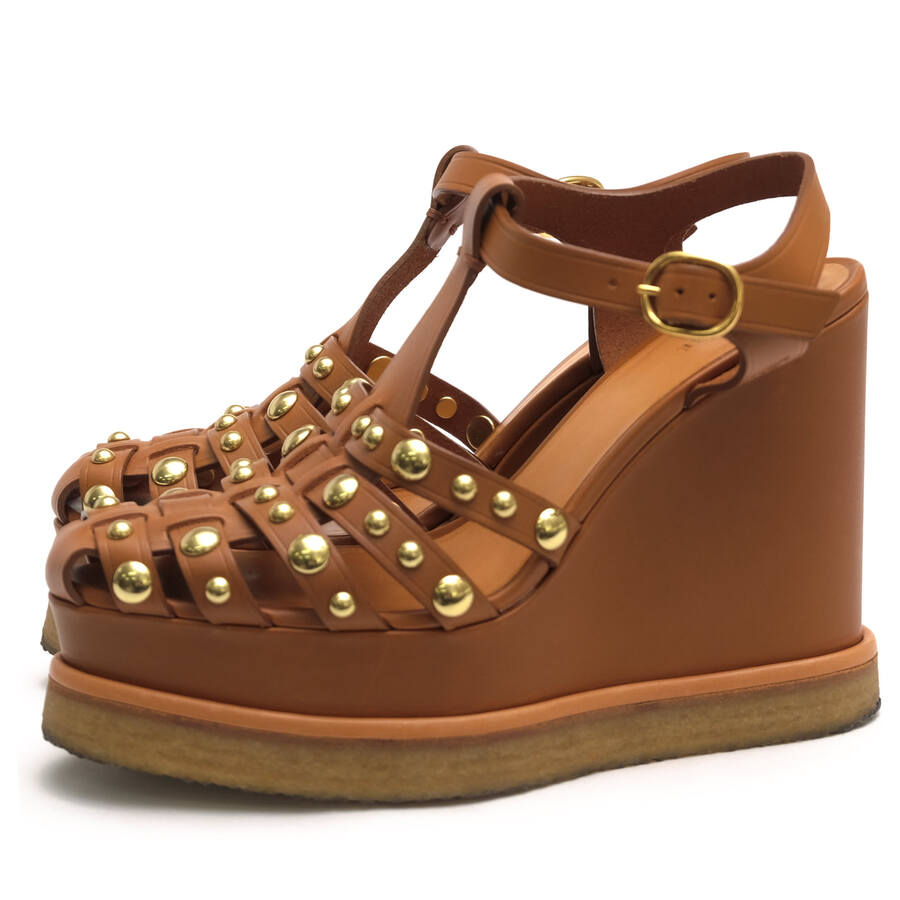 CELINE サンダル セリーヌ 338343363C.04LU Manon Wedge Sandal インチ Calfskin カーフスキン 牛皮 剣闘士 クレープソール ウェッジソール 【中古】