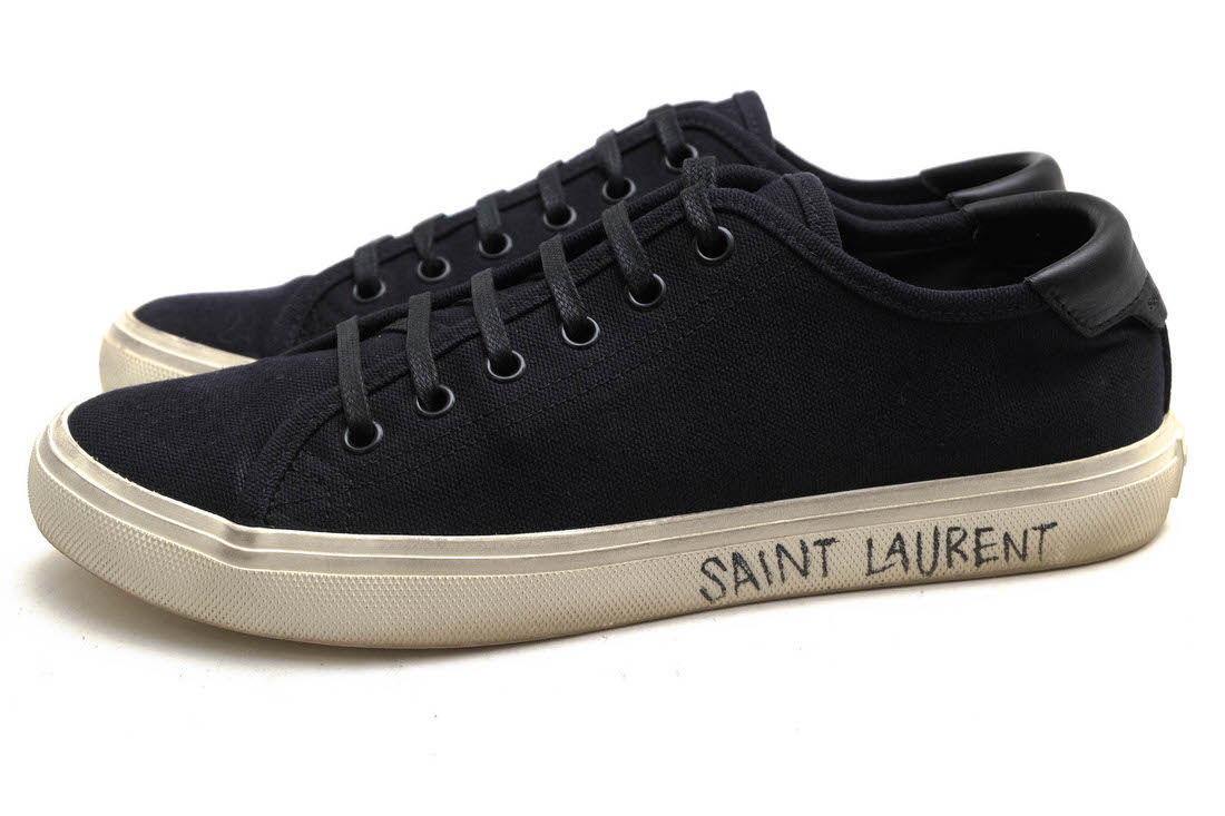 SAINT LAURENT ブラック エンボスロゴ レースアップ スニーカー EVOL/イーボル】 レースアップスニーカー IX5439 （ブラック