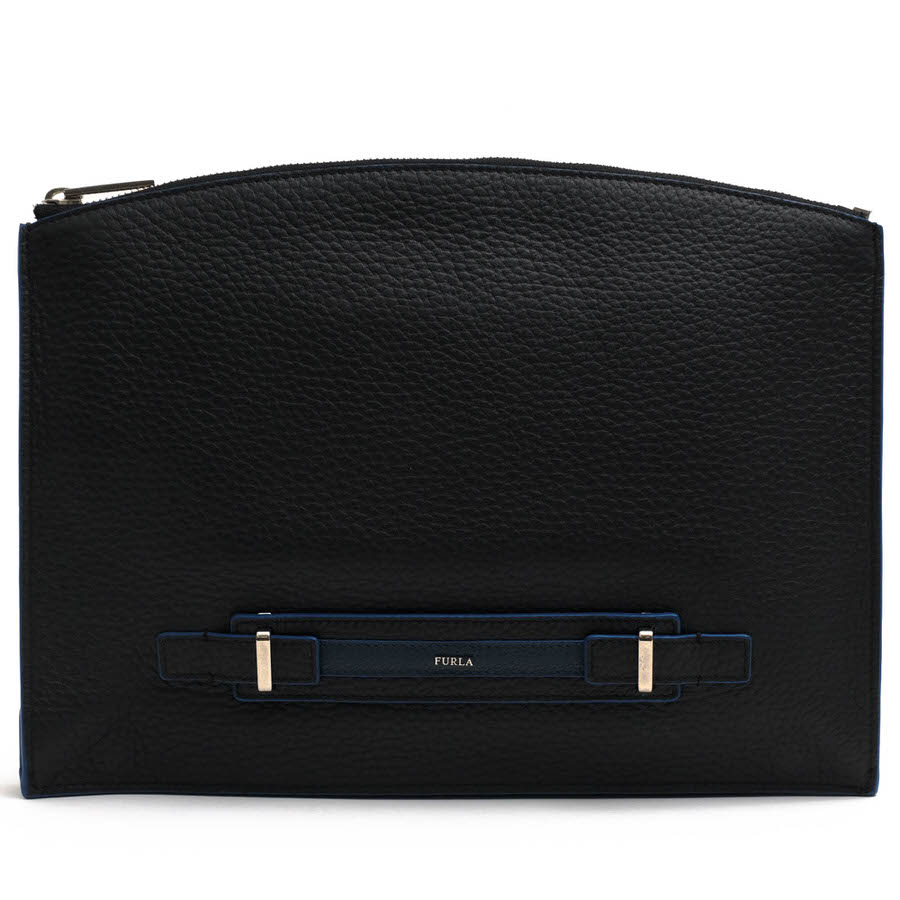 FURLA 二つ目御徒面子/クラッチペダル御徒面子 フルラ GIOVE ジョーヴェ MAN マン 牛皮 子ウシ  シボ革 シュリンクレザー 【中古】