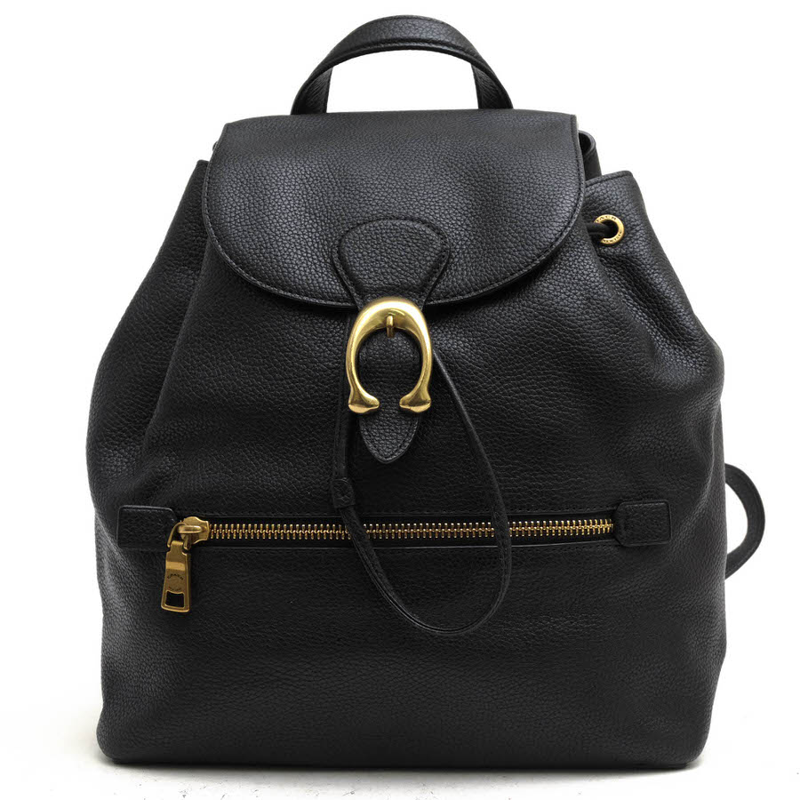 COACH リュック コーチ 68380 Evie Backpack ポリッシュドペブルレザー 牛革 巾着型 シボ革 シュリンクレザー 【中古】