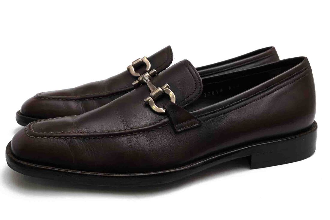 Salvatore Ferragamo ビットローファー フェラガモ 33VG 27014 A14 牛革 カーフ ガンチーニ金具 スリッポン レザーソール 【中古】｜ブランディング