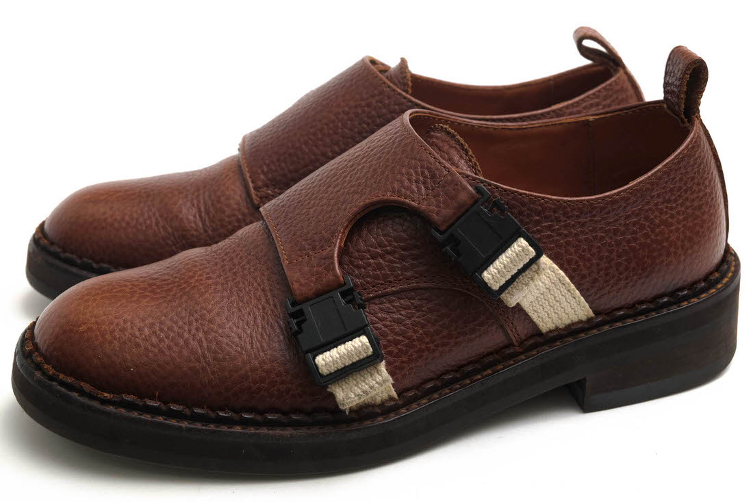 Hender Scheme ビジネスシューズ エンダースキーマ NEO MONK グレイン型押し牛革 ダブルモンクストラップ Vibramソール シボ革 シュリンクレザー 【中古】